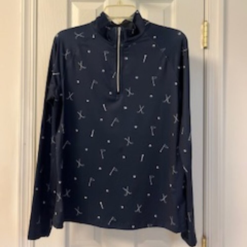 Lady Hagen Navy Blue golf jacket with white golf motif accents - Size M